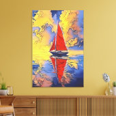 Sailboat in der Malerei Stil Canvas Print Leinwanddruck (Insitu (Wohnzimmer))