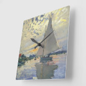 Sailboat in Le Petit-Gennevilliers von Claude Mone Quadratische Wanduhr (Winkel)