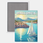 Sailboat in Mallorca Spain Travel Magnet (Vorderseite/Rückseite)