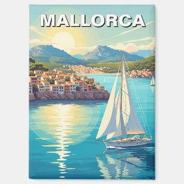 Sailboat in Mallorca Spain Travel Magnet