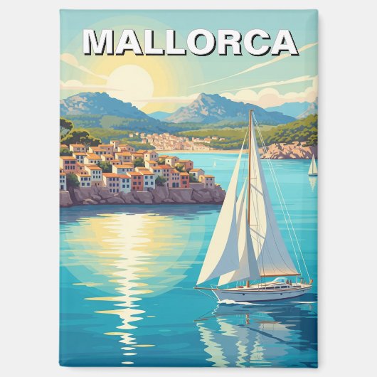 Sailboat in Mallorca Spain Travel Magnet (Vorderseite)