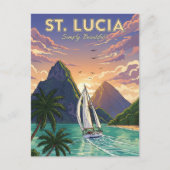 Sailboat in St. Lucia Karibik Reise Postkarte (Vorderseite)