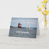 Sailboat Lighthouse Beileid Karte (Gelbe Blume)