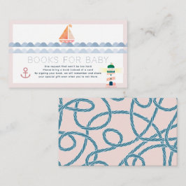 Sailboat & Lighthouse Rosa Bücher für Babydusche Begleitkarte