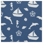 Sailboat & Marine Life Muster Fabric Stoff (Nahaufnahme)