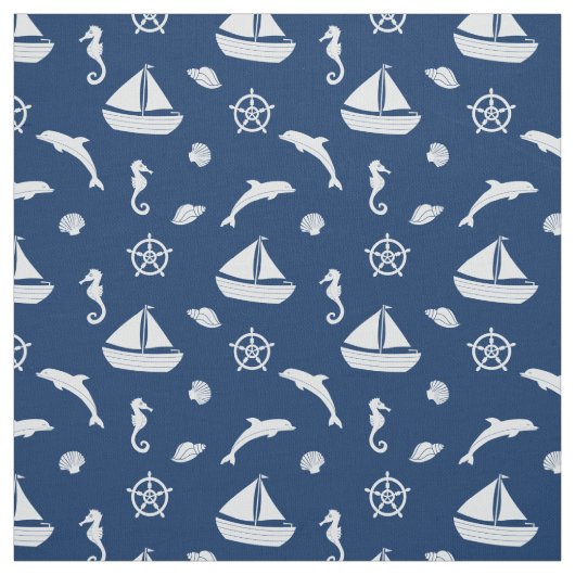 Sailboat & Marine Life Muster Fabric Stoff (Muster)