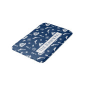 Sailboat & Marine Life Pattern Badematte (Schrägansicht)