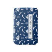 Sailboat & Marine Life Pattern Badematte (Vorderseite Vertikal)