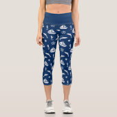Sailboat & Marine Life Pattern Capri Leggings (Vorderseite)