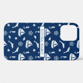 Sailboat & Marine Life Pattern Case-Mate iPhone Hülle (Rückseite (Horizontal))