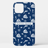 Sailboat & Marine Life Pattern Case-Mate iPhone Hülle (Rückseite)