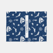 Sailboat & Marine Life Pattern Fleecedecke (Vorderseite (Horizontal))