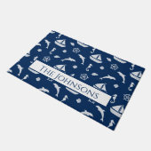 Sailboat & Marine Life Pattern Fußmatte (Schrägansicht)