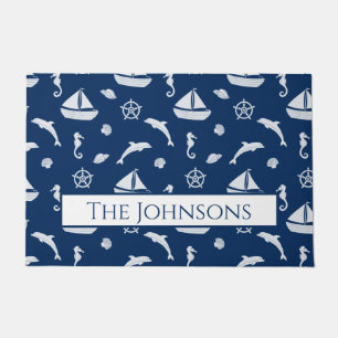 Sailboat & Marine Life Pattern Fußmatte