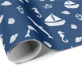 Sailboat & Marine Life Pattern Geschenkpapier (Rolleneckpunkt)