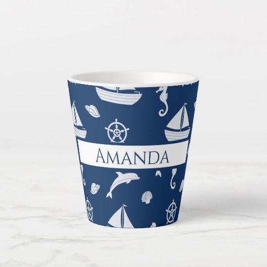Sailboat & Marine Life Pattern Milchtasse (Vorderseite)