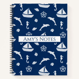 Sailboat & Marine Life Pattern Notizblock