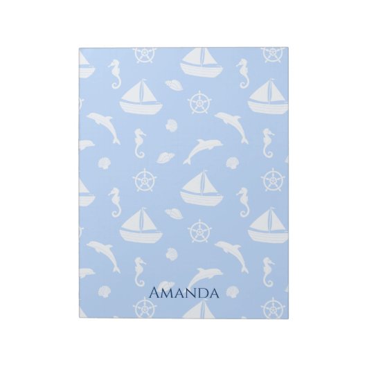 Sailboat & Marine Life Pattern Notizblock (Rotiert)
