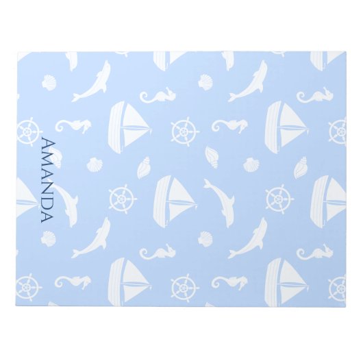Sailboat & Marine Life Pattern Notizblock (Vorderseite)