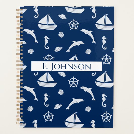Sailboat & Marine Life Pattern Planer (Vorderseite)