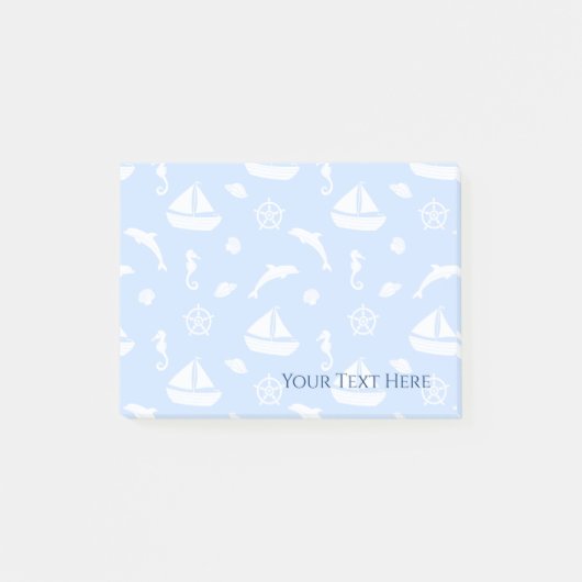 Sailboat & Marine Life Pattern Post-it Klebezettel (Vorderseite)