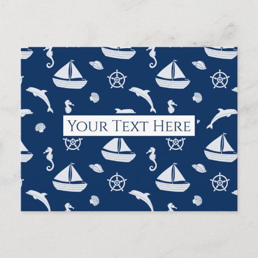Sailboat & Marine Life Pattern Postkarte (Vorderseite)