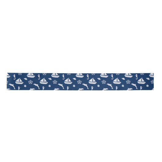 Sailboat & Marine Life Pattern Satin Ribbon Satinband (Vorderseite)