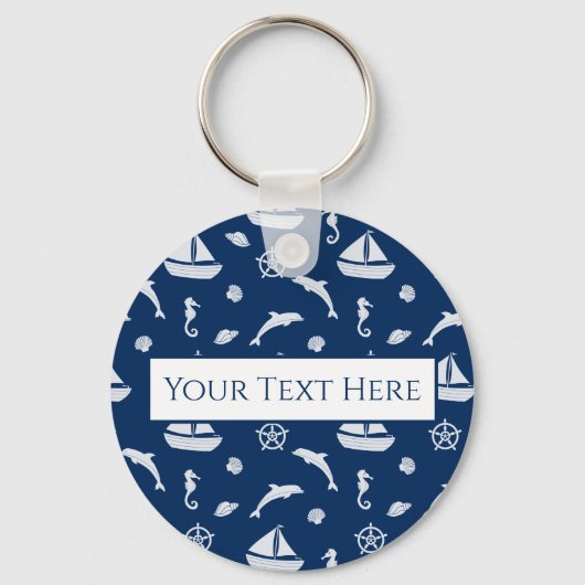 Sailboat & Marine Life Pattern Schlüsselanhänger (Vorderseite)