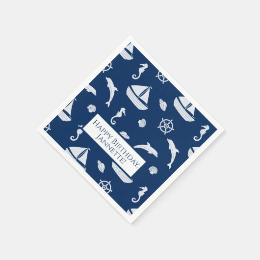 Sailboat & Marine Life Pattern Serviette (Ecke)