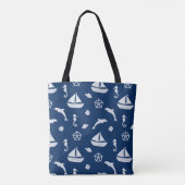 Sailboat & Marine Life Pattern Tasche (Rückseite)