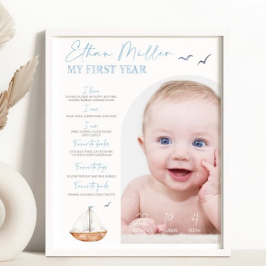 Sailboat Milestone Foto Zeichen Poster
