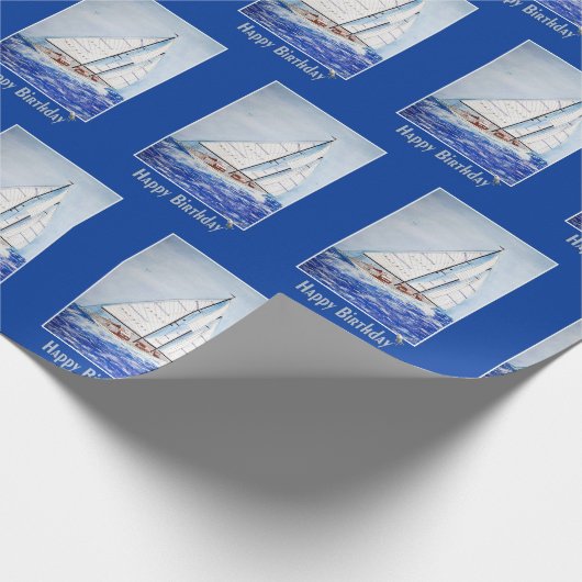 Sailboat mit blauer Rahmen Geschenkpapier (Ecke)