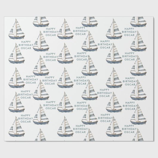 Sailboat Nautic Birthday I Geschenkpapier (Flach)
