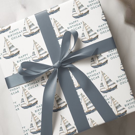 Sailboat Nautic Birthday I Geschenkpapier