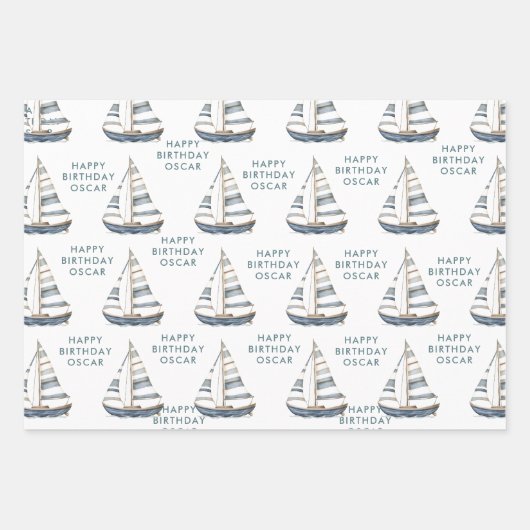 Sailboat Nautic Birthday I Geschenkpapier Set (Vorderseite)