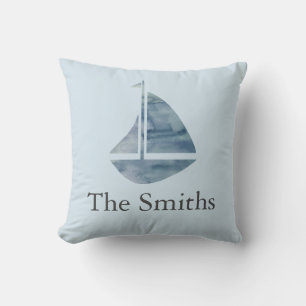 Sailboat Nautic Familienname Throw Kissen