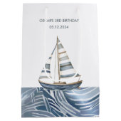 Sailboat Nautic Geburtstag Mittlere Geschenktüte (Rückseite)