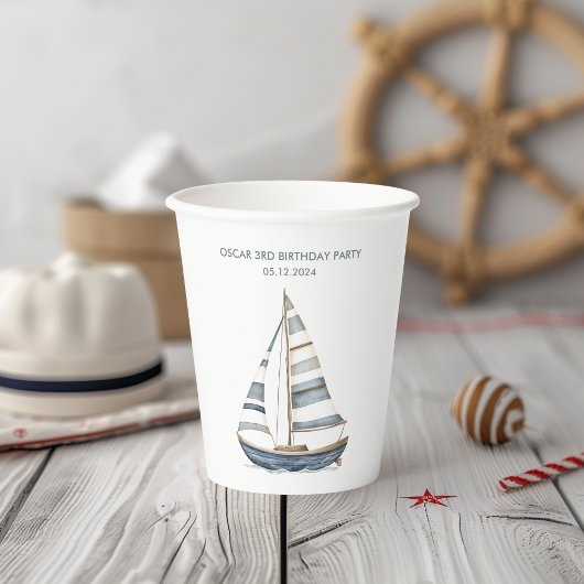 Sailboat Nautic Geburtstag Pappbecher