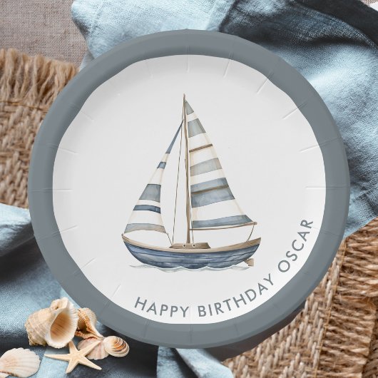 Sailboat Nautic Geburtstag Pappteller