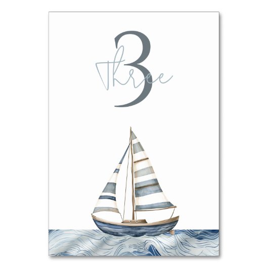 Sailboat Nautic Geburtstag Tischnummer (Vorderseite)