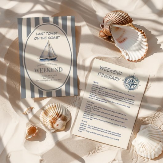Sailboat Nautic Waves Bachelorette Wochenende Einladung
