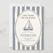 Sailboat Nautic Waves Bachelorette Wochenende Einladung (Vorderseite)