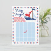 Sailboat Nautical Baby Show Bingo Game Einladung (Stehend Vorderseite)