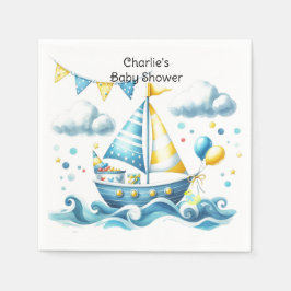 Sailboat Nautical Baby Showpapier Napkins Serviette