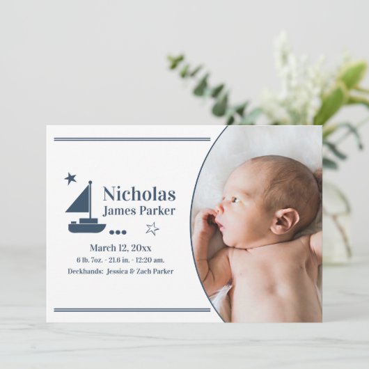 Sailboat Nautical Birth mit Foto Ankündigung (Stehend Vorderseite)