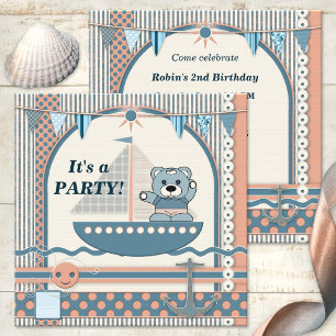 Sailboat Nautical Birthday Kids Party Einladung