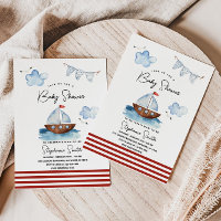Sailboat Nautical Boy Baby Dusche Einladung