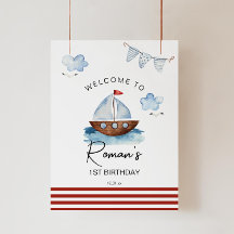 Sailboat Nautical Boy Begrüßungszeichen