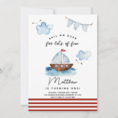 Sailboat Nautical Boy Einladung zum Geburtstag (Vorderseite)