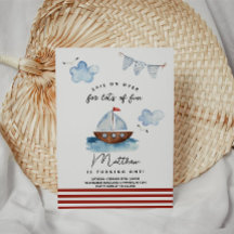 Sailboat Nautical Boy Einladung zum Geburtstag